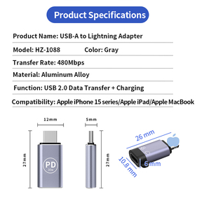Brand New PD30W Fast Charger <strong>USB</strong>-C <strong>to</strong> 8-Pin <strong>Adapter</strong> AC/DC Output Laptop &amp; <strong>Camera</strong> Compatible Aluminum Alloy Mobile Phone Adaptor - Product Image 3