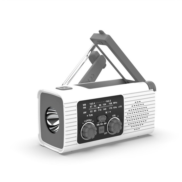 Multi Functional Solar Powered Radio, Hand Cranked Charging Receiver, Emergency Charging, Lighting, Disaster Prevention Radio