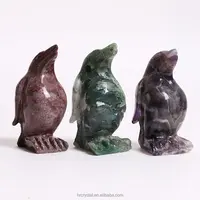 Heils tein Handwerk Edelstein Quarz Tier Folk Carving Kristall pinguin für Feng Shui