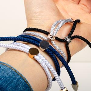 Pulseras <span class=keywords><strong>de</strong></span> Barra Grabables Personalizadas, Chapadas en Oro <span class=keywords><strong>de</strong></span> 18k, Ajustables, con Cordón Trenzado Colorido para Hombres y Mujeres - Product Image 6