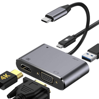 Computer Hardware Software 4K 4 in 1 USB 3.0 Type c to hdmi Vga Converter Hub USB C to HDMI VGA Adapter