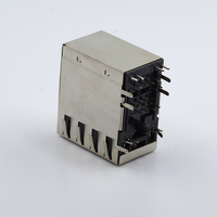 Conector RJ45 Cat6 MagJack T1/E1 Blindado de 8 Puertos 8P8C con LED, Enchufe Ethernet para Montaje en Panel, 1.5A