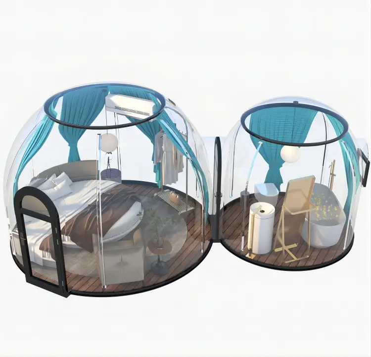 Außenbereich transparente Polycarbonat-Kuppelhäuser umarmen die Natur mit 360-Grad-Ansicht