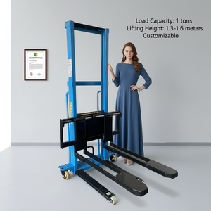 Chariot élévateur électrique portable de 1 tonne, monté sur camion, autopropulsé, escaladant, auto-déchargant, transport, pneu plein, deux étages, fourche de 1200 mm - Product Image 1