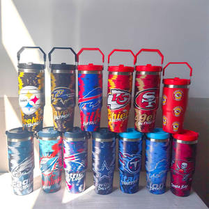 32 equipos de fútbol imprimir 40oz Acero inoxidable Houston Texans vasos Game Day Astros tazas con asa y pajita - Product Image 3