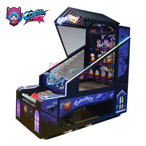 Máquina de Juego Arcade Operada con Monedas, Tipo Lanzamiento de Pelotas y Sorteo de Boletos, Temática Fiesta de Calabazas en Parque Colorido - Product Image 3