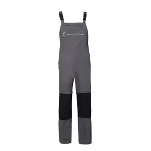 Cotton Wear-resisiting Breathable Tear Proof Action Back Sleeveless Overall Knee Reinforcement Work Wear bib overalls