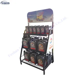 Free Standing 3 Tire Auto Shop Metal Wire Oil Shelves Lube Display Racking Stand