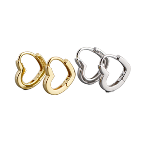 Colección Love, Joyería Fina, Pendientes de Plata de Ley 925, Aros con Forma de Corazón en Oro y Circonitas, para Bodas, Día de San Valentín - Product Image 1