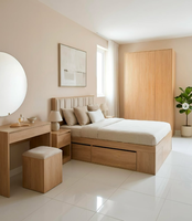 Vente en gros usine Yifan Bedset01 Ensemble de chambre moderne en bois MDF avec lit de rangement extensible hydraulique, armoire, commode et table de chevet King Size