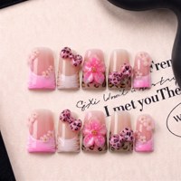 Ongles à presser en acrylique faits main, courbés 3D, style bec de canard français, couvrance totale, PMMA, faux ongles en vrac, 10 pièces