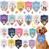Bandana Segitiga Motif Kartun Anjing Kucing untuk Pesta Ulang Tahun, Bib Poliester Bertema Ulang Tahun, Bandana Anjing Ulang Tahun Grosir