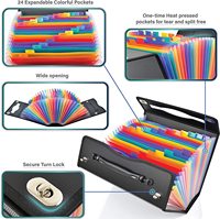 Carpeta Archivadora Expandible KOYO A4/Letter de PP Personalizada con 24 Bolsillos Arcoíris, Almacenamiento de Documentos Duradero e Impermeable