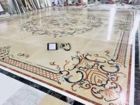 Mosaïque Moderne Polie pour Villa, Motif Floral Gravé au Jet d'Eau, Parquet en Marbre avec Design Graphique