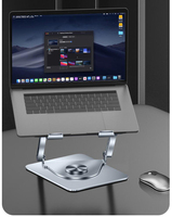 Support d'ordinateur portable pliable à rotation 360° Great Roc Custom avec ventilateur de refroidissement, support pour ordinateur portable, support pour ordinateur portable