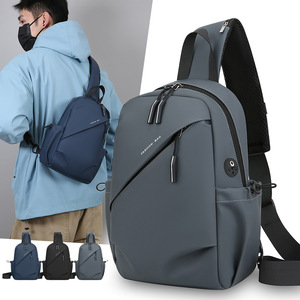 Men's Chest <b>Bag</b> Nylon Waterproof Ultralight Outdoor Leisure Travel Crossbody Backpack Solid Color Large Capacity - Product Image 1