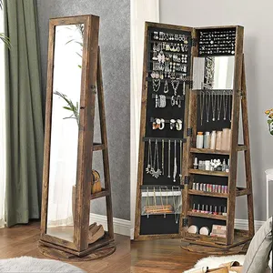 FENGHUANG – Armoire à bijoux en bois Mdf avec miroir blanc