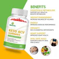 Complément alimentaire OEM/ODM pour le bien-être digestif quotidien et le soutien de la cétose, métabolisme et santé immunitaire, Gummies Keto ACV pour femmes et hommes