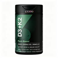 Gélules végétaliennes de Vitamine D3 K2 à base de Lichen, D3 d'origine végétale, K2 fermenté au Natto, absorption du calcium, densité osseuse, santé artérielle