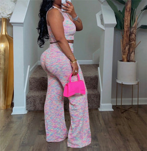 Completi Sportivi Casual da Donna 2 Pezzi: Top Corto e Pantaloni a Gamba <span class=keywords><strong>Larga</strong></span> Coordinati - Tute Fitness 2026 - Product Image 4