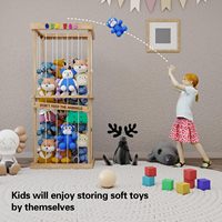 Conception améliorée organisateur de stockage de jouets en bois pouf hamac en peluche grand filet en peluche table pour enfants pour salle de jeux de pépinière