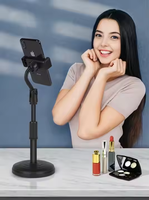 Support de téléphone portable et tablette pliable et télescopique multifonctionnel pour bureau, idéal pour le streaming en direct et le rangement