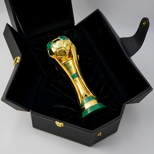 Trofeo de Fútbol de Metal de Lujo Personalizado de 25 cm, Estilo <span class=keywords><strong>Copa</strong></span> Mundial 2026, Premio de Fútbol con Caja de Cuero, Regalos de Bienvenida con Grabado Láser - Product Image 4