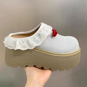 Luce <span class=keywords><strong>blu</strong></span> estate Casual <span class=keywords><strong>da</strong></span> <span class=keywords><strong>donna</strong></span> scivoli altezza altezza crescente piattaforma Buccan Top metà per pantofole con fiocco rivestito nuovo vestito - Product Image 6