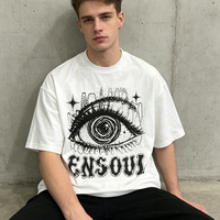 Maßgefertigtes Schwergewichtiges Weißes Übergroßes T-Shirt mit Dirty-Spray-Print, Individueller Schrift- und Grafikdruck, Streetwear Casual Tee