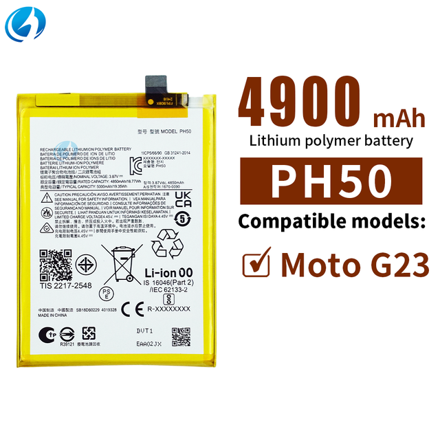 Factory Wholesale 4900mAh PH50 High Capacity Rechargeable Li-Polymer Mobile Phone Battery for Motorola G23