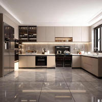 BALOM Armoires de cuisine modernes personnalisées en bois contreplaqué MDF Ensemble d'armoires de cuisine en forme de L Prêt à assembler pour la maison