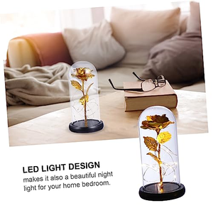 Couverture en verre avec feuille d'or, décoration de rose, cadeau créatif pour Noël, la Saint-Valentin, un anniversaire, cadeau lumineux LED - Product Image 5
