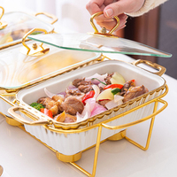 Plats Chafing Dish en Céramique de Haute Qualité pour Grossistes, Réchauds à Aliments à Pot Chaud en Porcelaine, Lots de 3