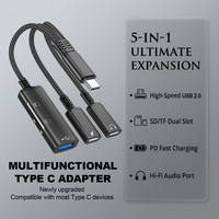 Adaptateur de charge pour casque Type C vers Type C 3,5 mm, lecteur de carte mémoire USB 5 en 1, câble dongle, adaptateur de transfert de données rapide