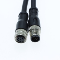 Connecteur M12 blindé étanche sur mesure, noir, moulé, pour câble industriel, pièces de connecteur