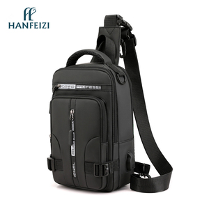 תיק חזה לגברים של HANFEIZI, עמיד למים, תיק צד עם רצועת מותן, כולל יציאת USB - Product Image 2