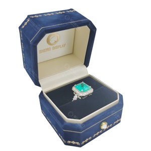 Caja de embalaje de joyería de terciopelo de lujo personalizada borde decorativo collar anillo caja joyero - Product Image 5