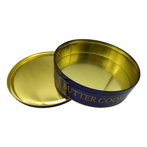 Lata Redonda de Calidad Alimentaria Personalizada a Bajo <span class=keywords><strong>Precio</strong></span>, Lata de Almacenamiento de Galletas y Bizcochos de Gran Tamaño, Caja de Regalo para Aperitivos Navideños - Product Image 2