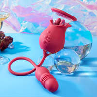 Rose 10Zunge Leckender Stoßender Dildo Vibrator Klitoris und Nippel-Stimulator G-Spot Rose Vibrator für Damen Weibliches Sexspielzeug
