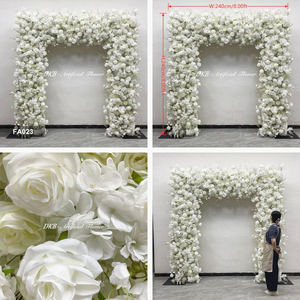 Arche florale artificielle carrée blanche de haute qualité 8x8 pieds, arrangement floral mixte de <span class=keywords><strong>roses</strong></span> et d'hortensias avec fond en tissu - Product Image 3