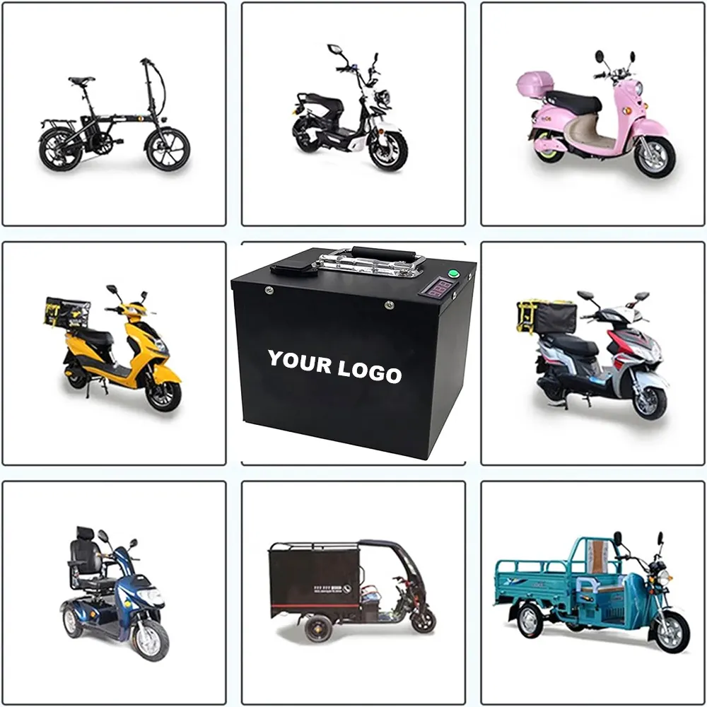 Bateria personalizada para motocicletas adultas, motor de bicicleta elétrica 48v 51.2v 60v 72v 30ah 50ah lifepo4