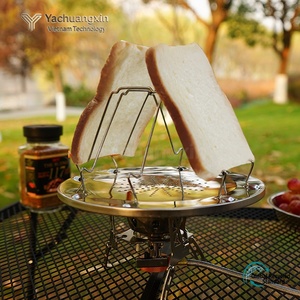 Stainless Steel <b>Camping</b> Grill Stand Accessory with Perforated Base and Foldable Legs - Product Image 2