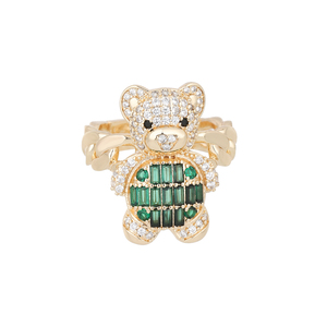 Moda oso de peluche lindo 14K chapado en oro Zirconia cúbica <span class=keywords><strong>pequeños</strong></span> pendientes para mujer Accesorios - Product Image 3