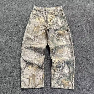 <span class=keywords><strong>Pantaloni</strong></span> Cargo <span class=keywords><strong>Mimetici</strong></span> Vintage Personalizzati in Cotone Realtree Camo a Doppio Ginocchio con Motivo Dritto Stile Hip Hop da Uomo - Product Image 1