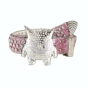 Ceinture Hip-Hop en Alliage Style Européen et Américain, Ceinture Western avec Strass Monstres, Ceinture en Cuir Cristal pour Hommes et Femmes, Ceinture Bb <span class=keywords><strong>Simon</strong></span> - Product Image 1