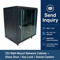 Armoire réseau 12U 19 pouces en acier laminé à froid, rack de serveur mural, boîtier pour équipement de données, fabrication OEM personnalisée