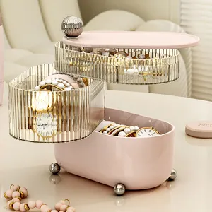 Storage Box Luxury Nordic Vanity Desk Make up Makeup Organizer Bins Storage Boxes Jewelry Cosmetic Plastic Swivel Clear Modern