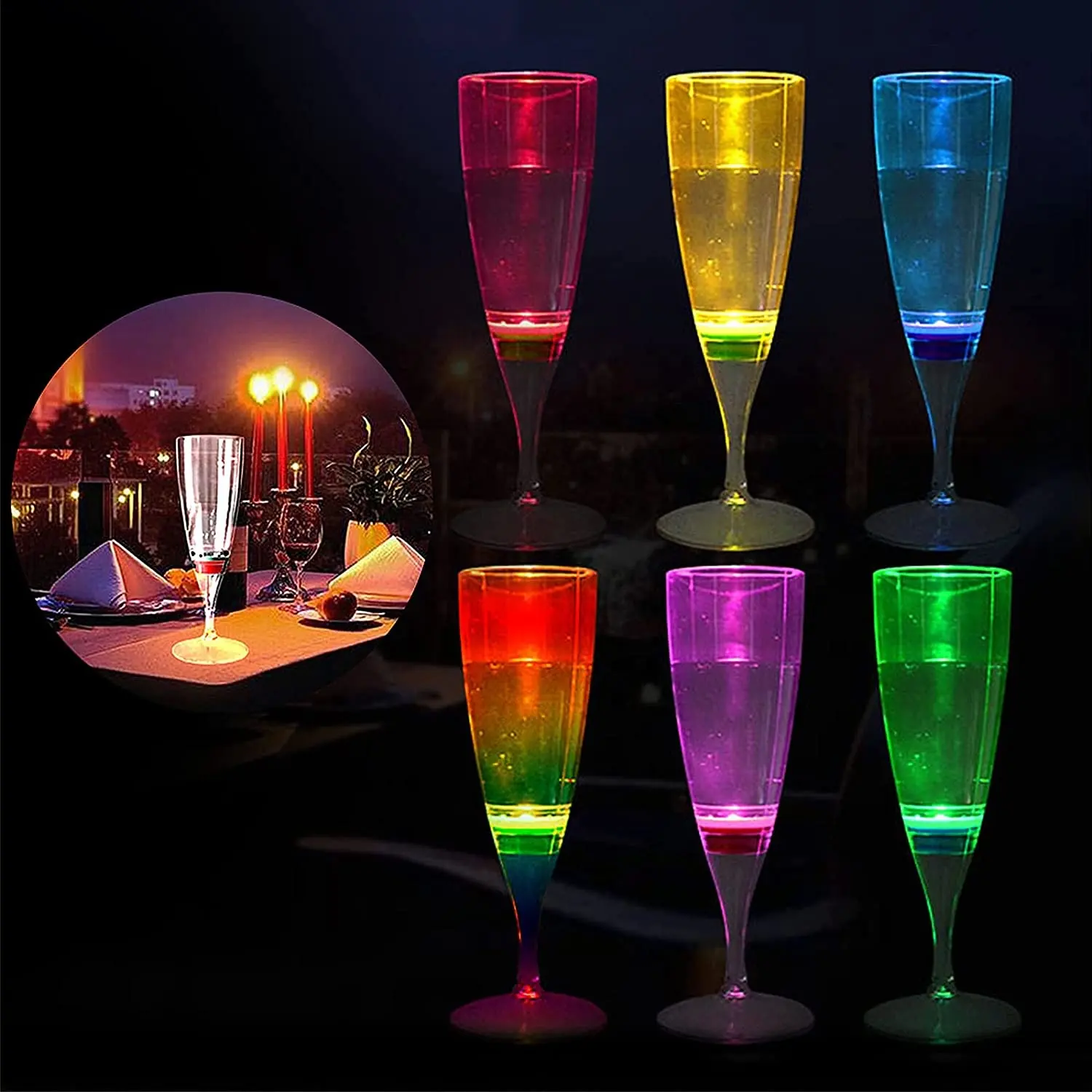 Party Bar Colorful Change Led Wine Glasses Glowing Light Up Champagne Flutes Cups Drink Led Cup