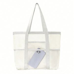 <b>Beach</b> <b>Foldable</b> Large Capacity Tote for Women, Waterproof Polyester Mesh Pool Portable Gym Travel Shopping <b>Bag</b> - Product Image 6