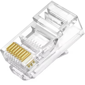 หัวต่อสายแลน RJ45 แบบคริสตัล 6U สำหรับสาย Cat5 Cat5e Cat6 อีเธอร์เน็ต แลน วัสดุทองแดงและพลาสติก - Product Image 1